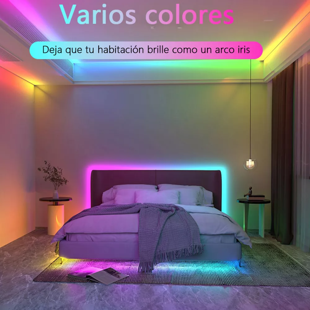 LED590  Tira Led Ip65 10m Luces Rgb Con Bluetooth Control Remoto