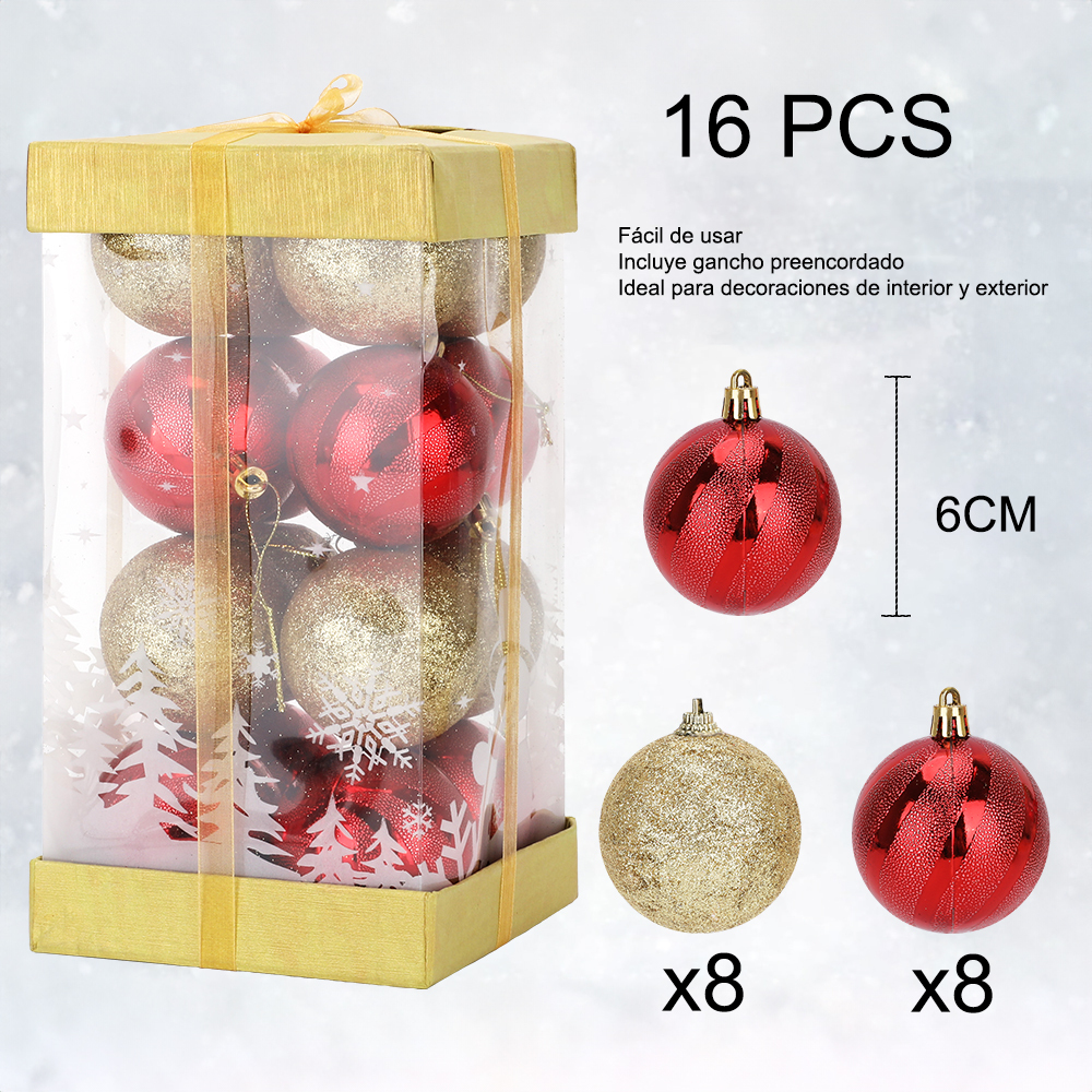 SDS4186 16 Esferas 6cm Adornos para Decoración Árbol de Navidad
