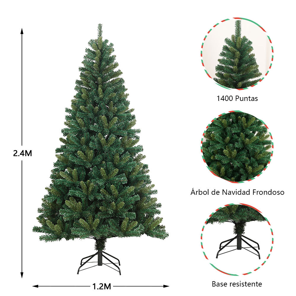 SDS135  Árbol De Navidad Pino Navideñ Frondoso 2.4m 1400 Ramas Verde