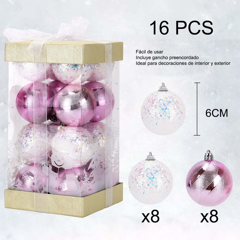 SDS4186 16 Esferas 6cm Adornos para Decoración Árbol de Navidad
