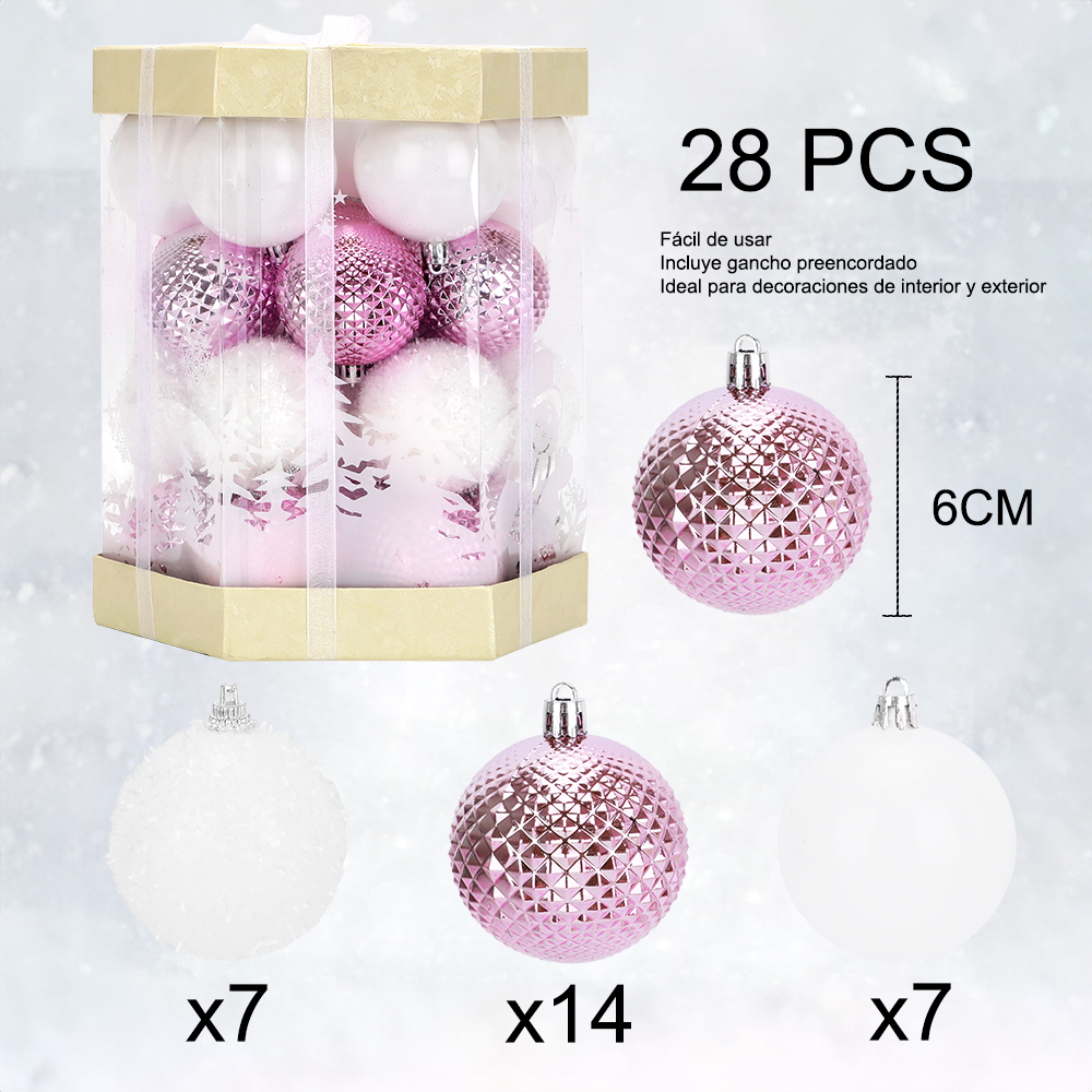 SDS4183  Set De Esferas Navideñas 28pcs Decoración Navideña Árbol 6cm