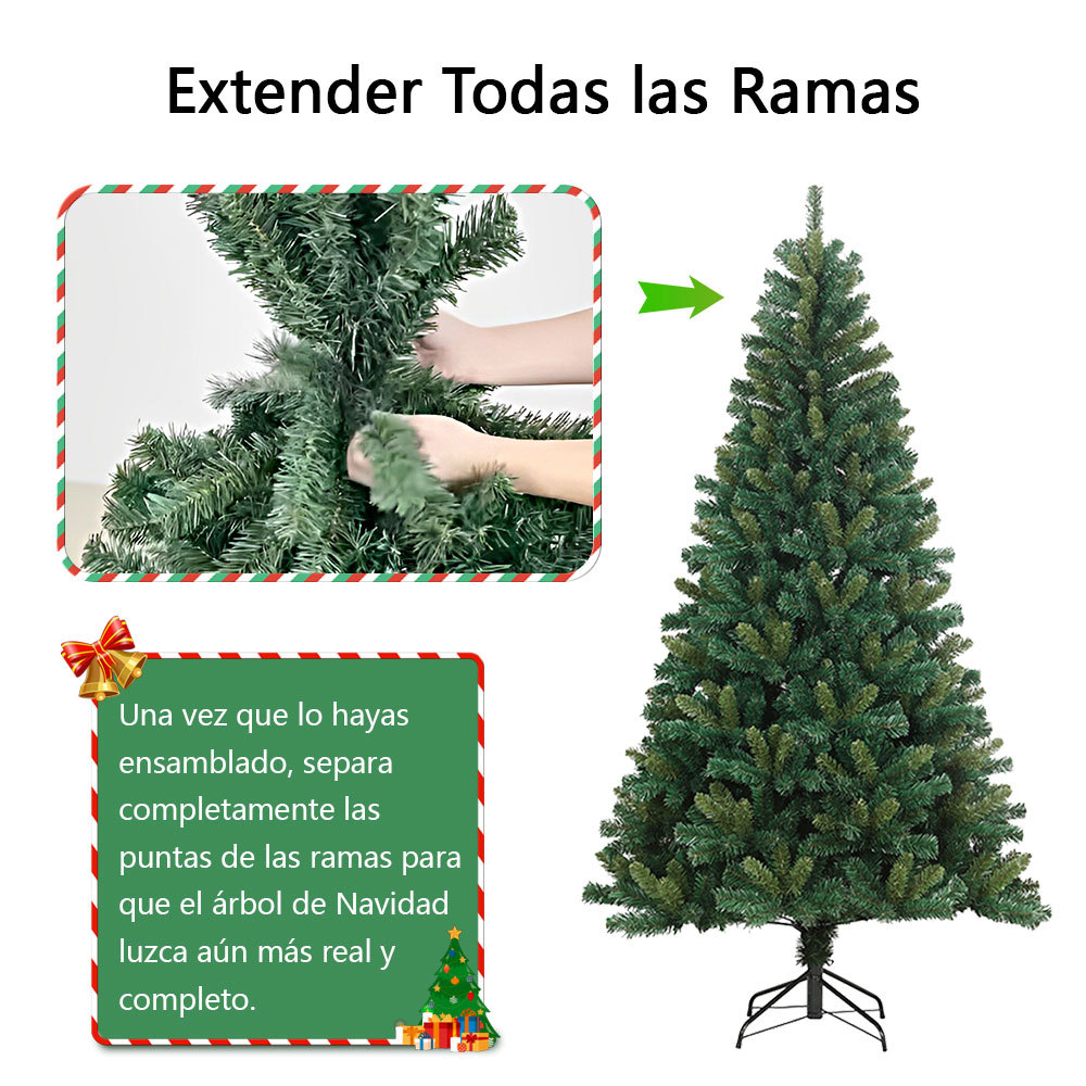 SDS133  Árbol De Navidad 180 Cm Artificial Pino 800 Ramas Verde