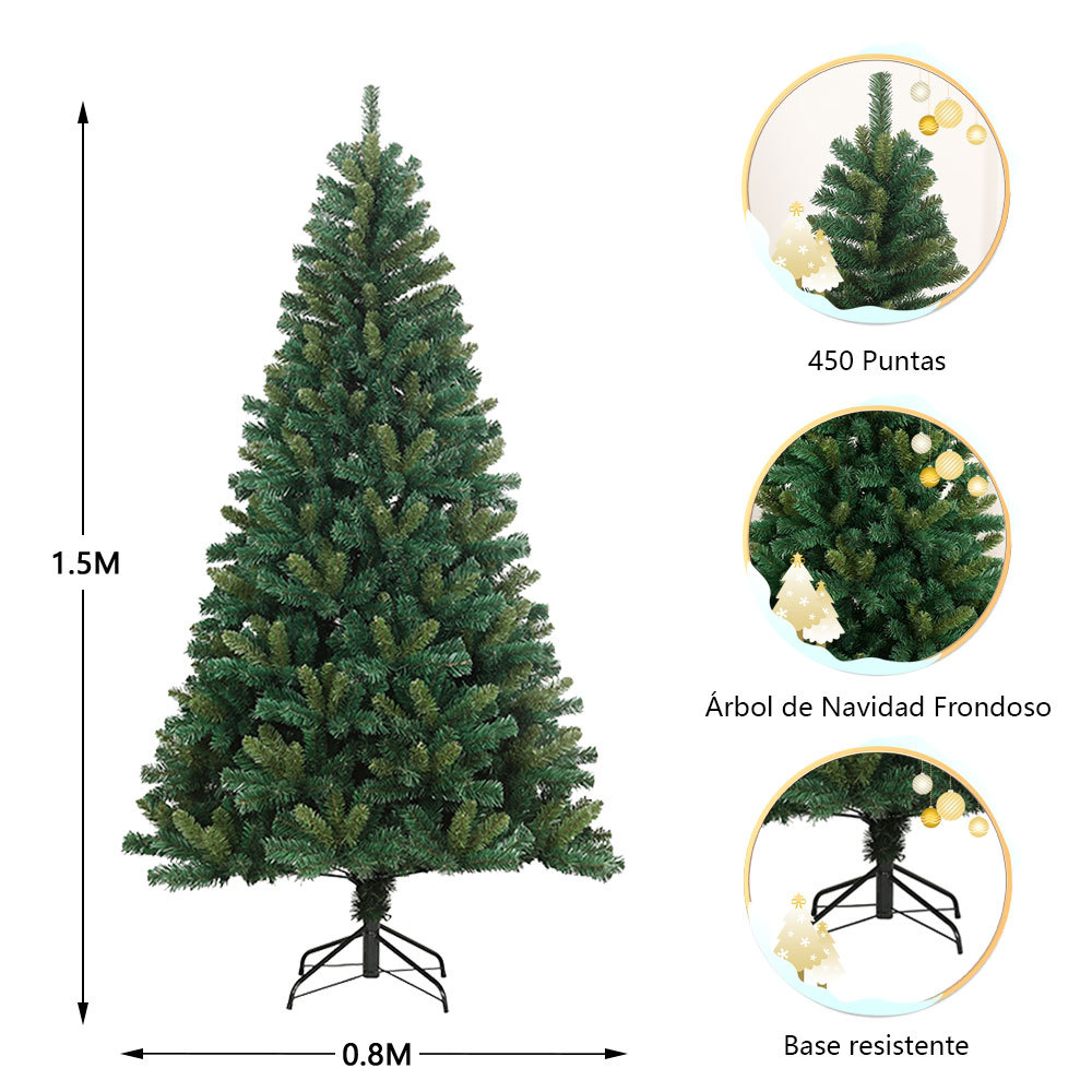 SDS132  Árbol de Navidad Verde 1.50 M Artificial Pino Frondoso