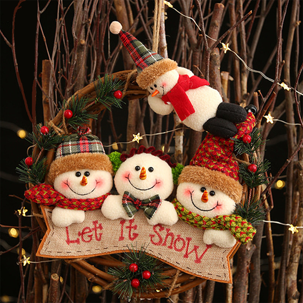 SDS308-A  Coronas Navideñas Adornos Decoración Con Muñeco Nieve