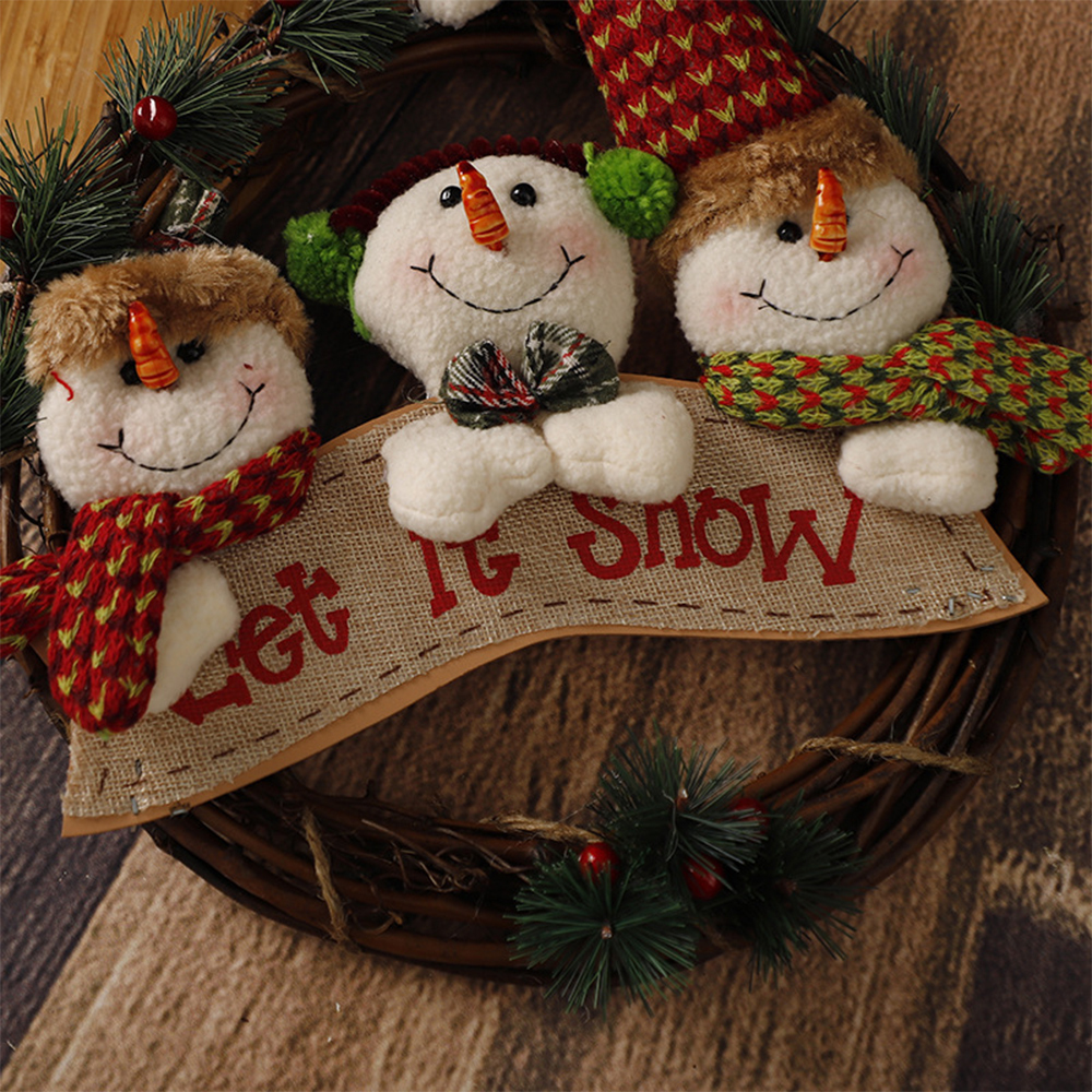 SDS308-A  Coronas Navideñas Adornos Decoración Con Muñeco Nieve