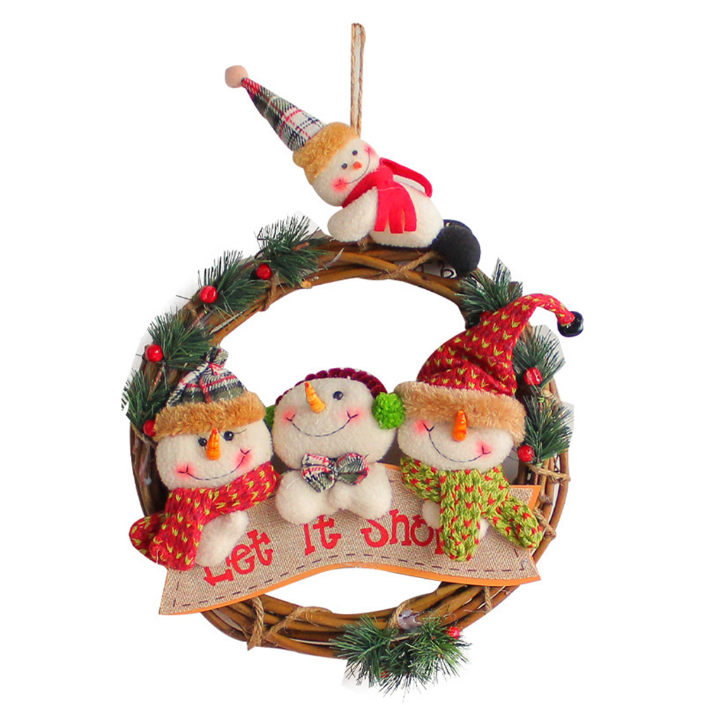 SDS308-A  Coronas Navideñas Adornos Decoración Con Muñeco Nieve