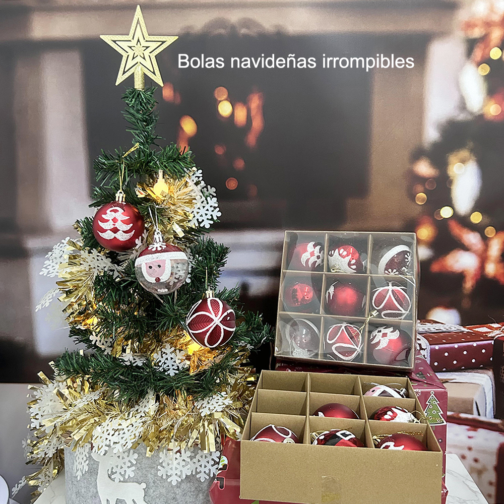 SDS4175  Set De Esferas Navideñas 9pcs Decoración Navideña Árbol 6cm