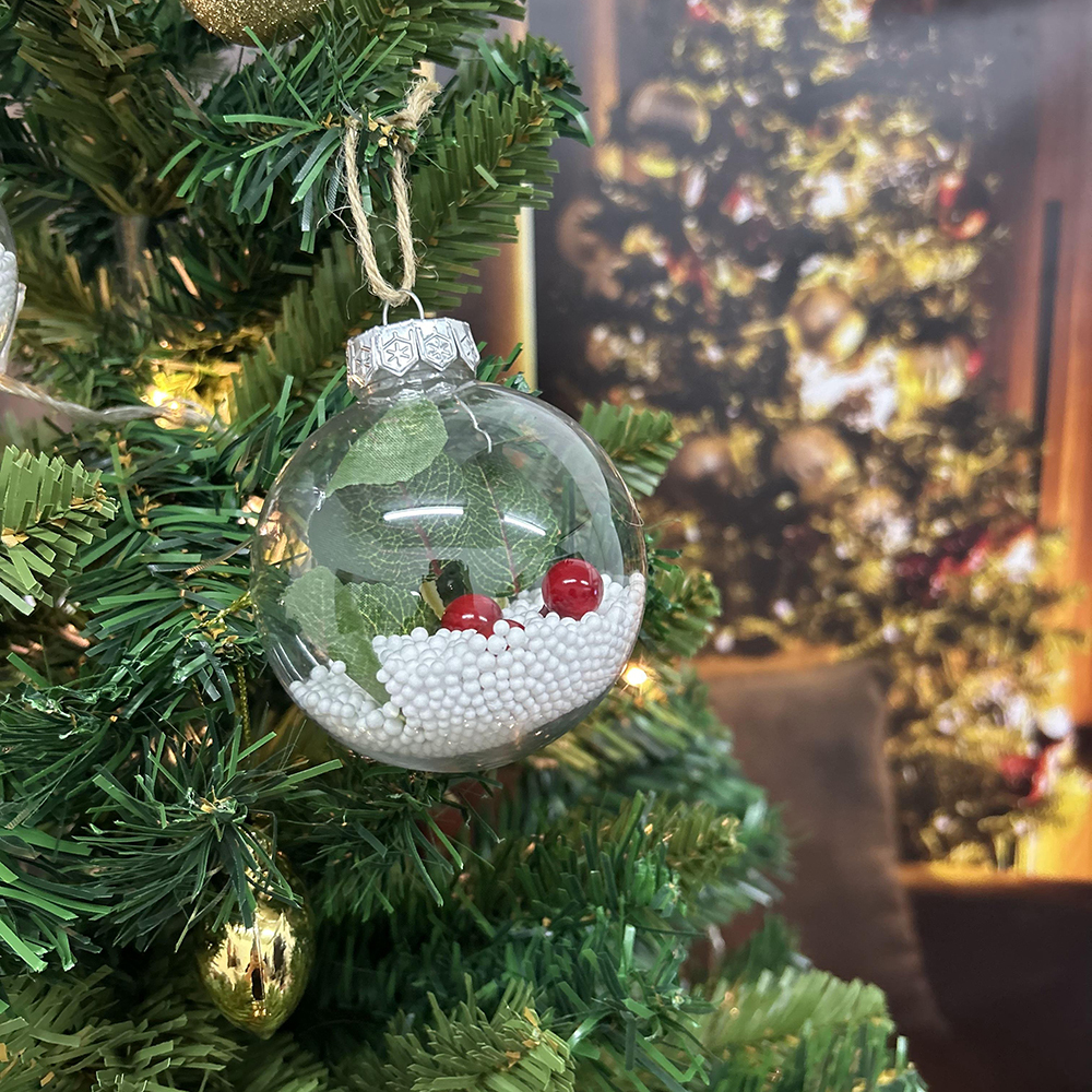 SDS4177  Esferas Navideñas Transparentes 8cm Para Navidad 10pcs