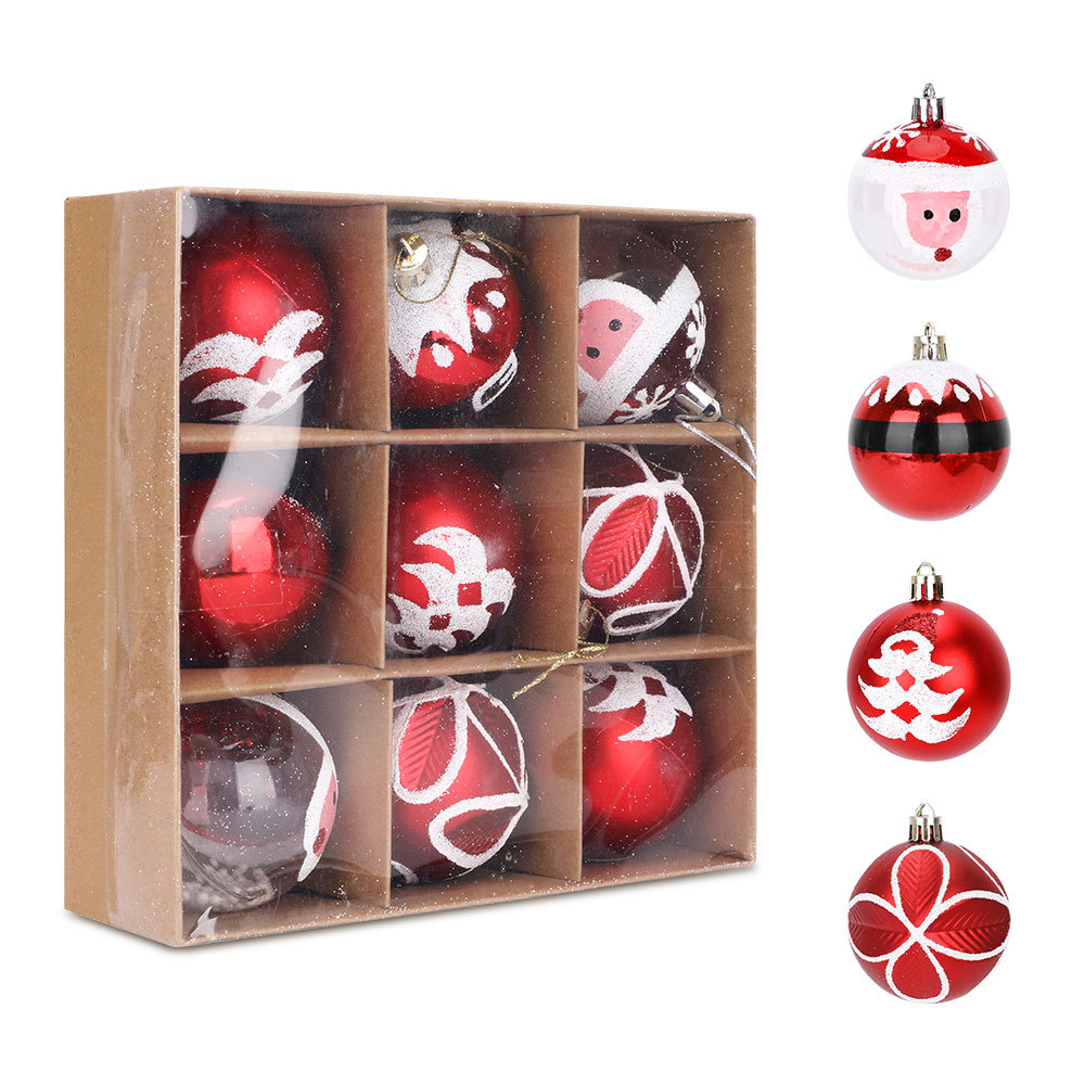 SDS4175  Set De Esferas Navideñas 9pcs Decoración Navideña Árbol 6cm