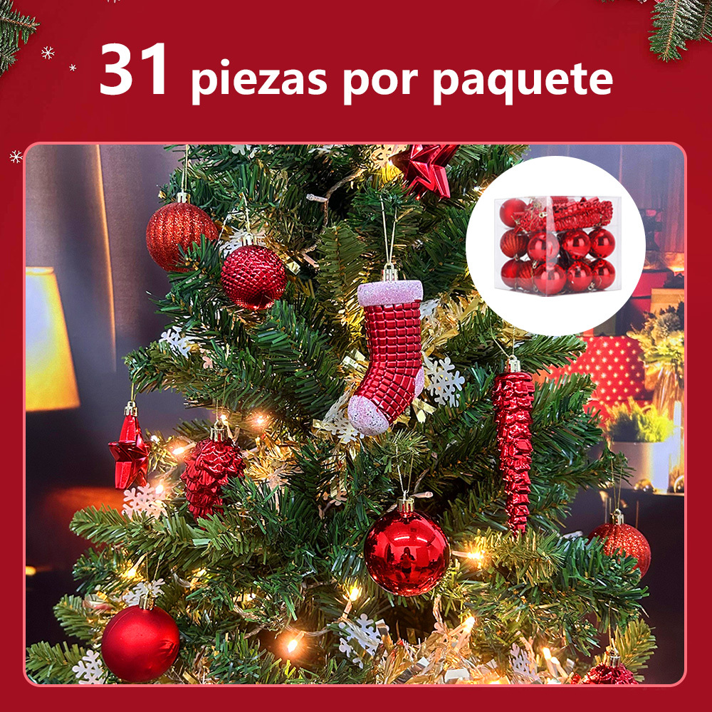 SDS4173   31pcs Esferas Navideñas Adornos De Navidad Árbol Decoración