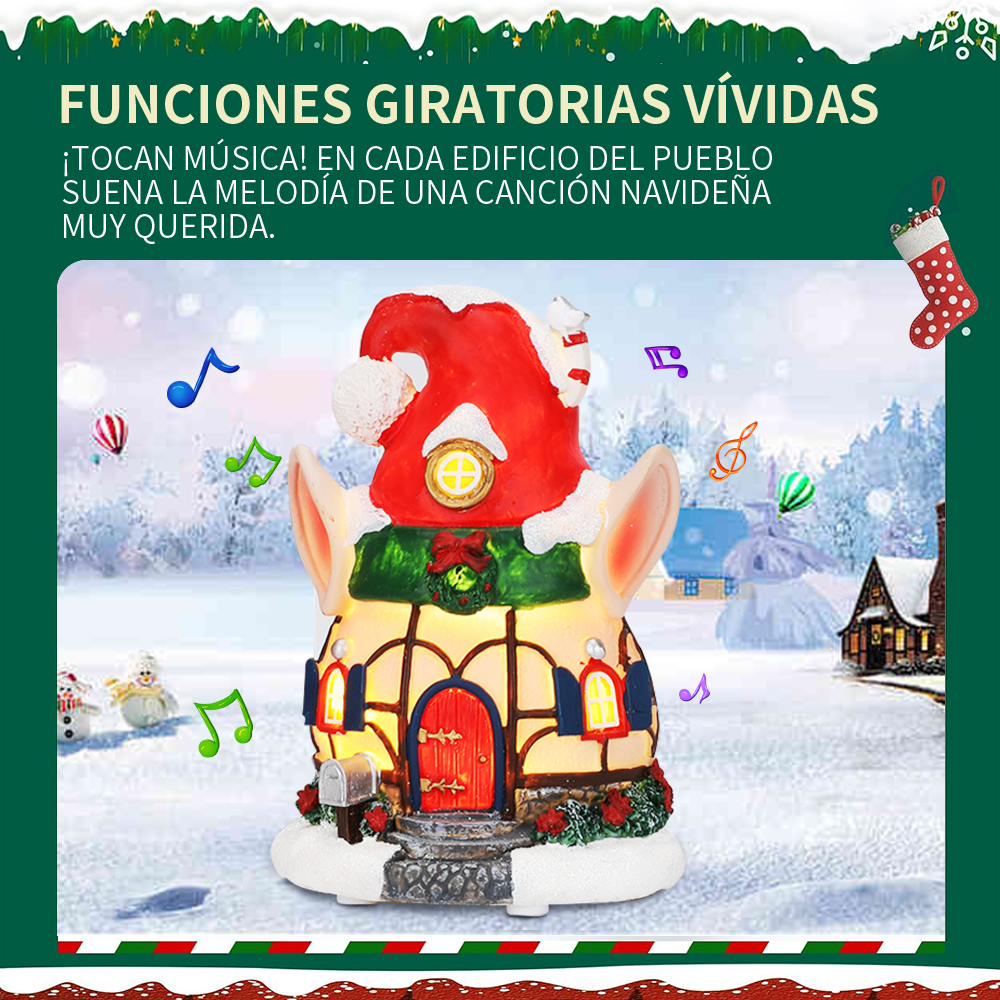 SDD1177-B  Casa Para Duendes Cm-top Cabaña Luminosa Pueblo Navideña