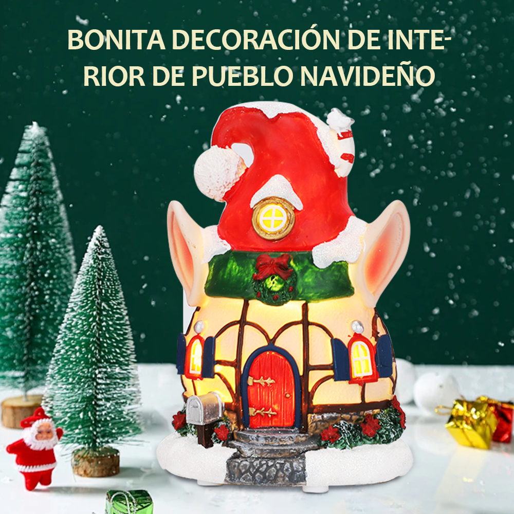 SDD1177-B  Casa Para Duendes Cm-top Cabaña Luminosa Pueblo Navideña