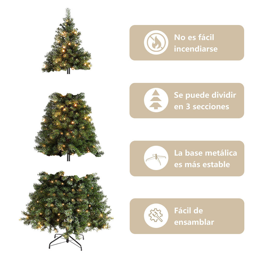 SDS127  Árbol Navidad Con Luces Led Cm-top Artificial Pino 2.1m