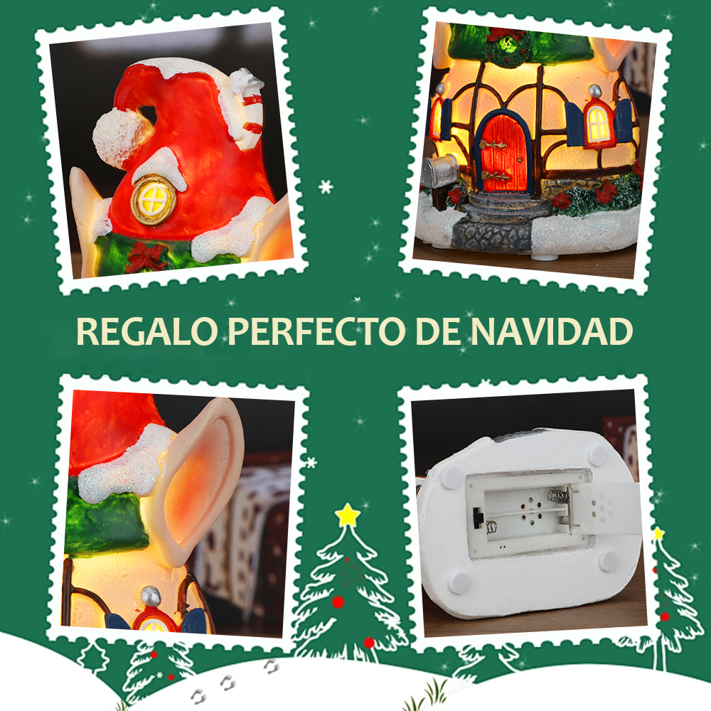 SDD1177-B  Casa Para Duendes Cm-top Cabaña Luminosa Pueblo Navideña