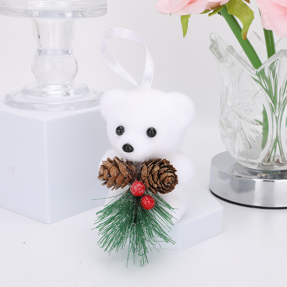 SDS4234  Adornos De Ositos Ornamentos Navideños Cm-top 2 Pcs Blanco