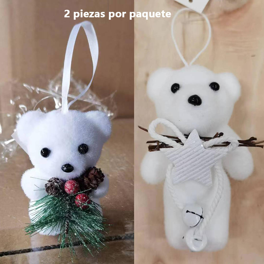 SDS4234  Adornos De Ositos Ornamentos Navideños Cm-top 2 Pcs Blanco