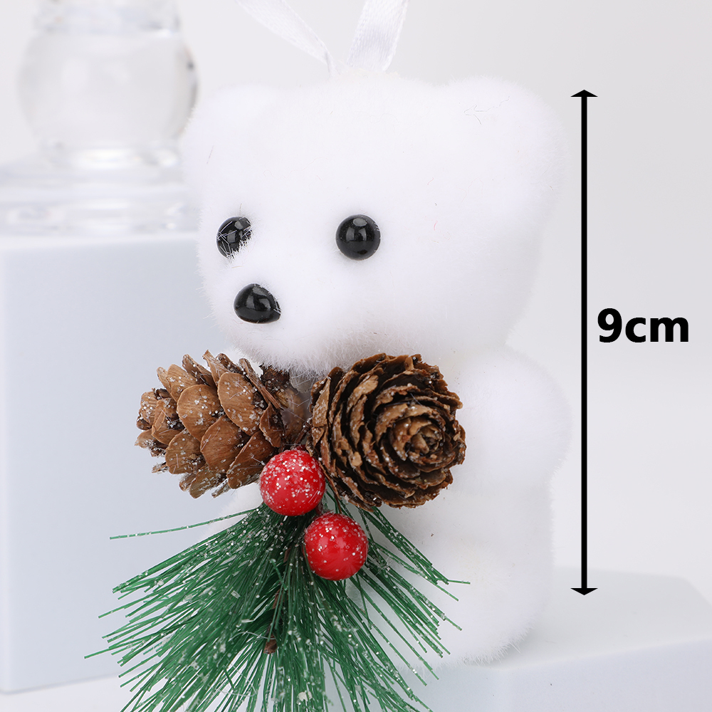 SDS4234  Adornos De Ositos Ornamentos Navideños Cm-top 2 Pcs Blanco