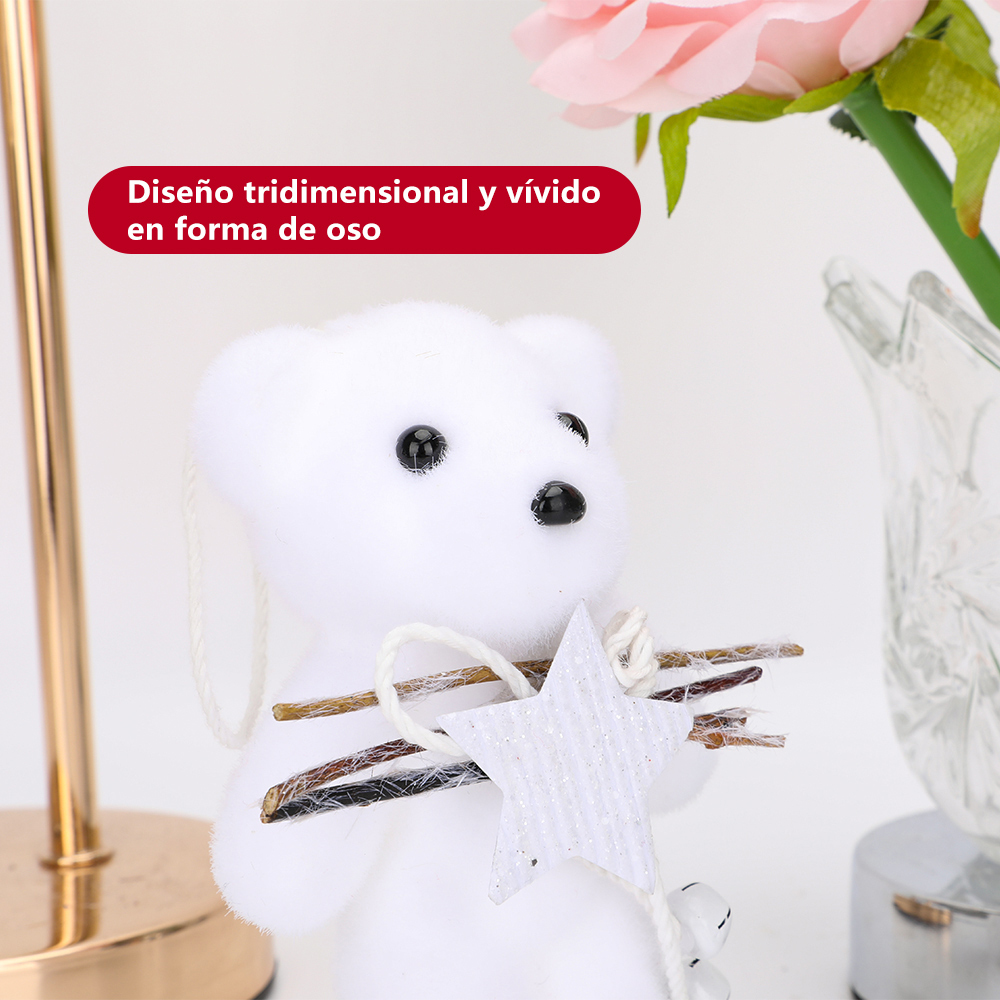 SDS4234  Adornos De Ositos Ornamentos Navideños Cm-top 2 Pcs Blanco