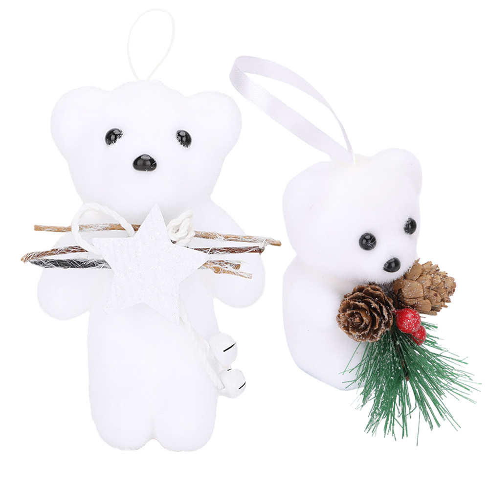 SDS4234  Adornos De Ositos Ornamentos Navideños Cm-top 2 Pcs Blanco
