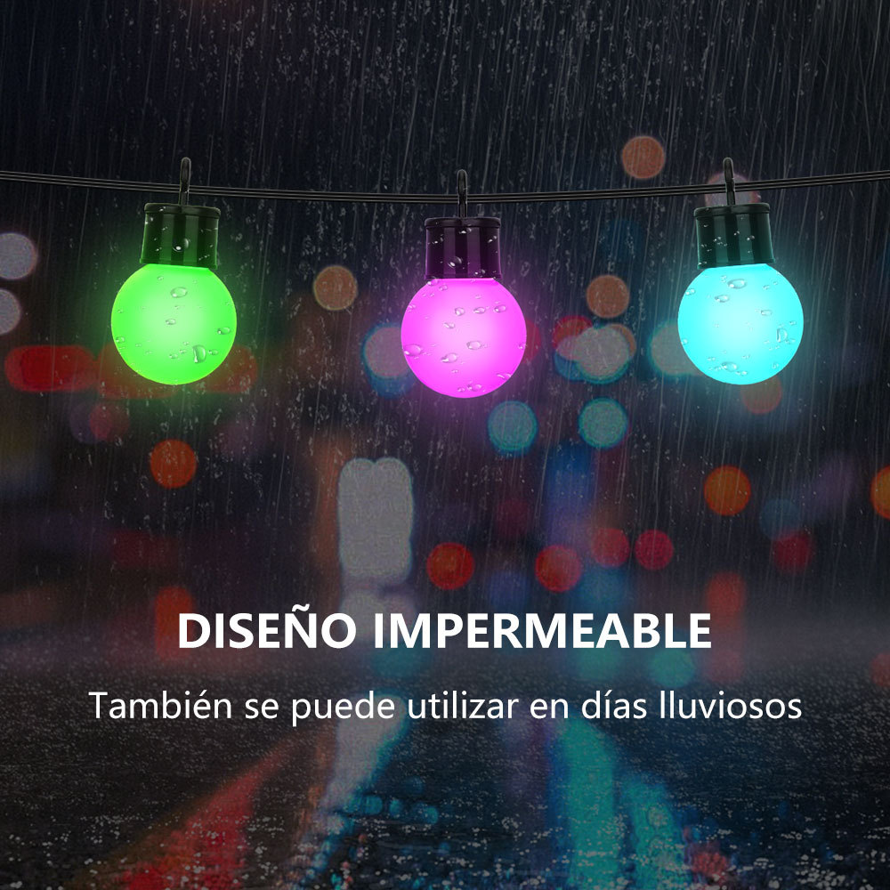 SDD1128  Guirnalda De Luces Rgb 6m 20 Focos Exterior Control Remoto