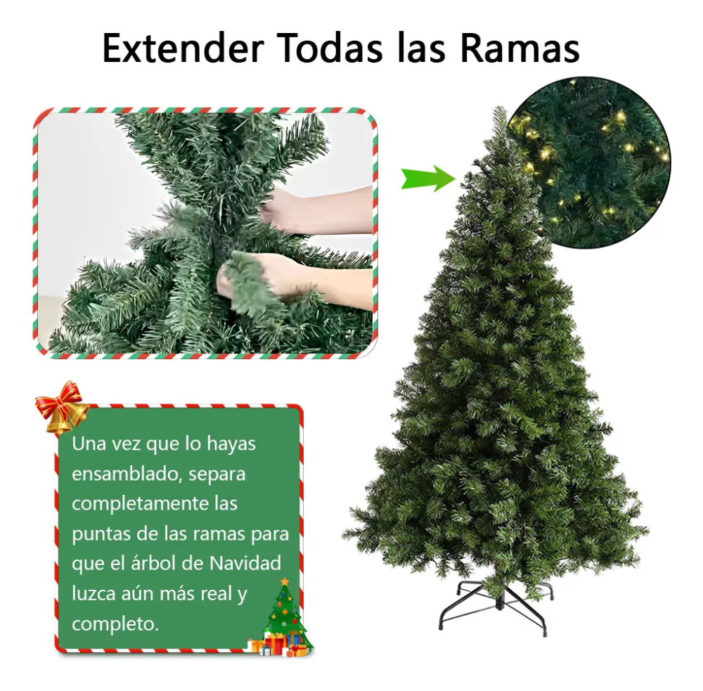 SDS126  Árbol Navidad Luminoso Artificial 1.8m Luces Led Color Verde