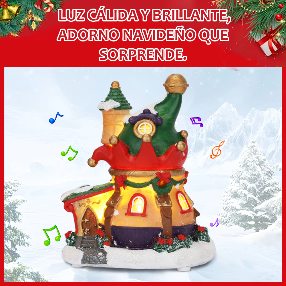 SDD1177-D  Casa Pueblo Villa Navideña Iluminada Con Luz Led Y Musical