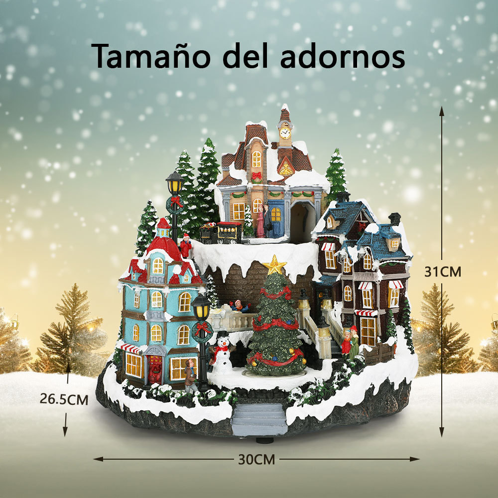 SDD1296  Villa Navidad Villa Árbol Navidad Escena Luz Led Y Musical