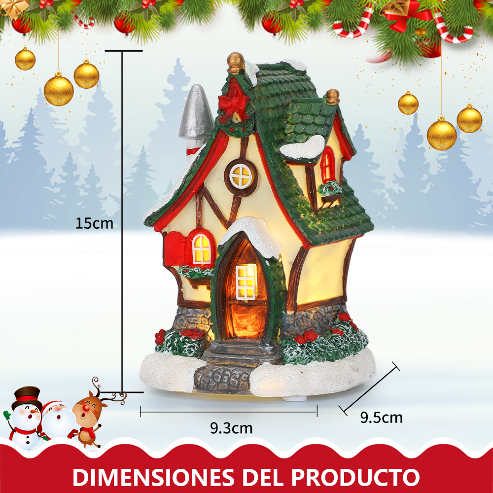 SDD1177-C   Casa Pueblo Villa Navideña Iluminada Con Luz Led Y Musical