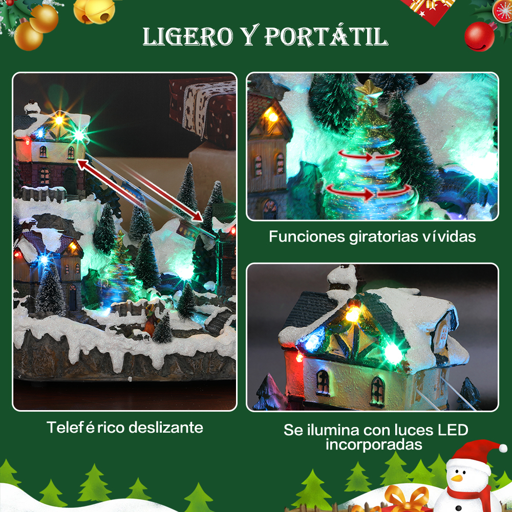 SDD1294  Villa Casa Navideña Iluminada Luz Led Y Musical Con Santa