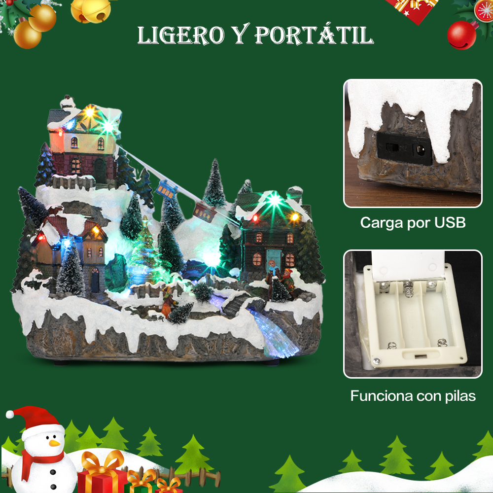 SDD1294  Villa Casa Navideña Iluminada Luz Led Y Musical Con Santa