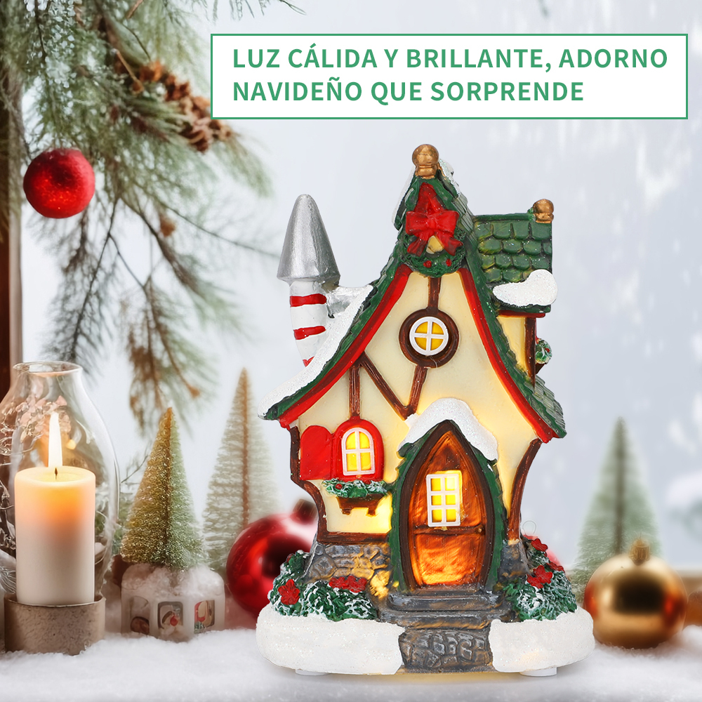 SDD1177-C   Casa Pueblo Villa Navideña Iluminada Con Luz Led Y Musical