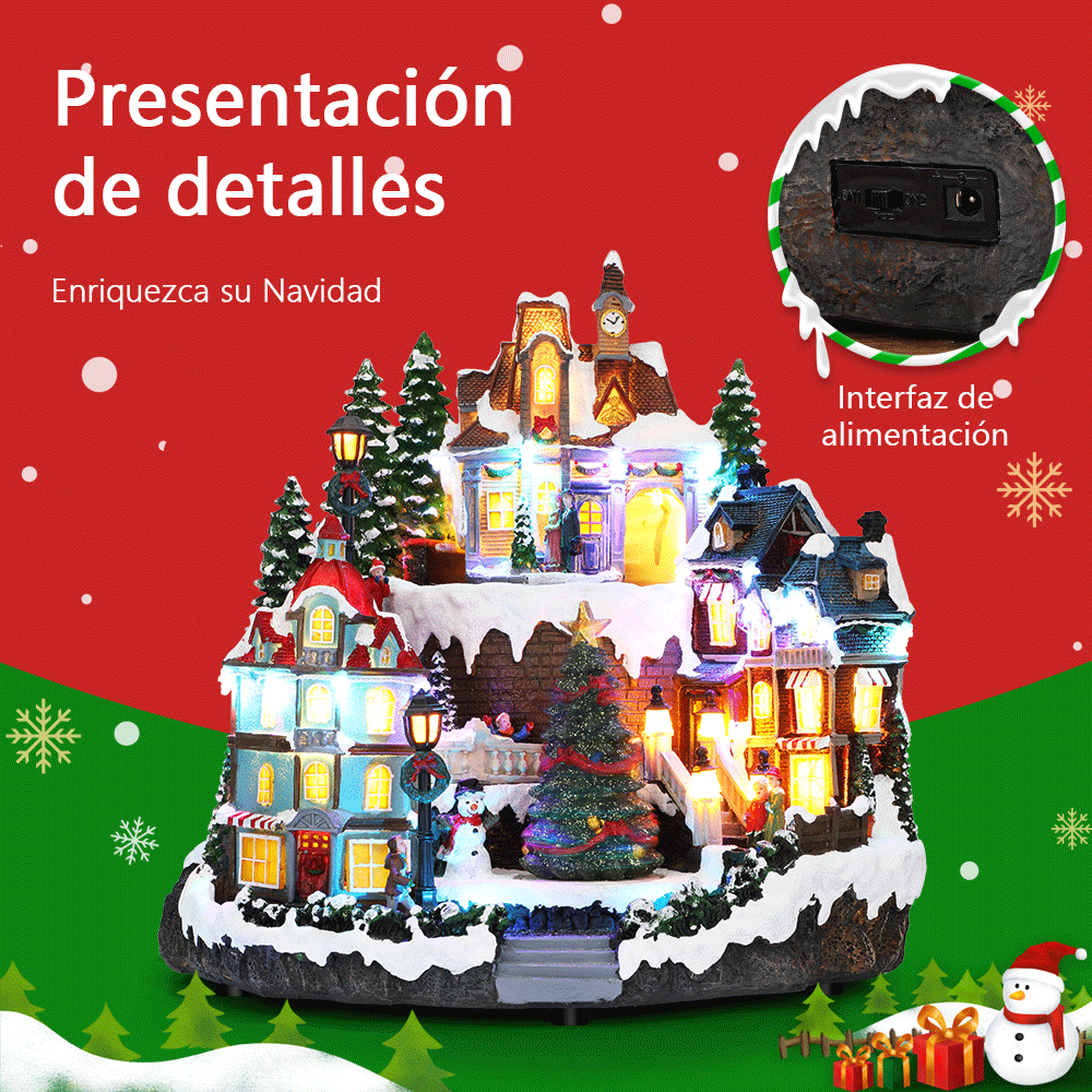 SDD1296  Villa Navidad Villa Árbol Navidad Escena Luz Led Y Musical