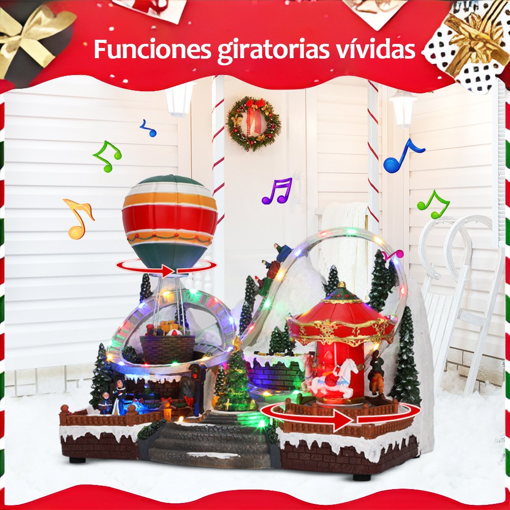 SDD1295  Villa Navideña Globo Aerostático Muñeco De Nieve Carrusel