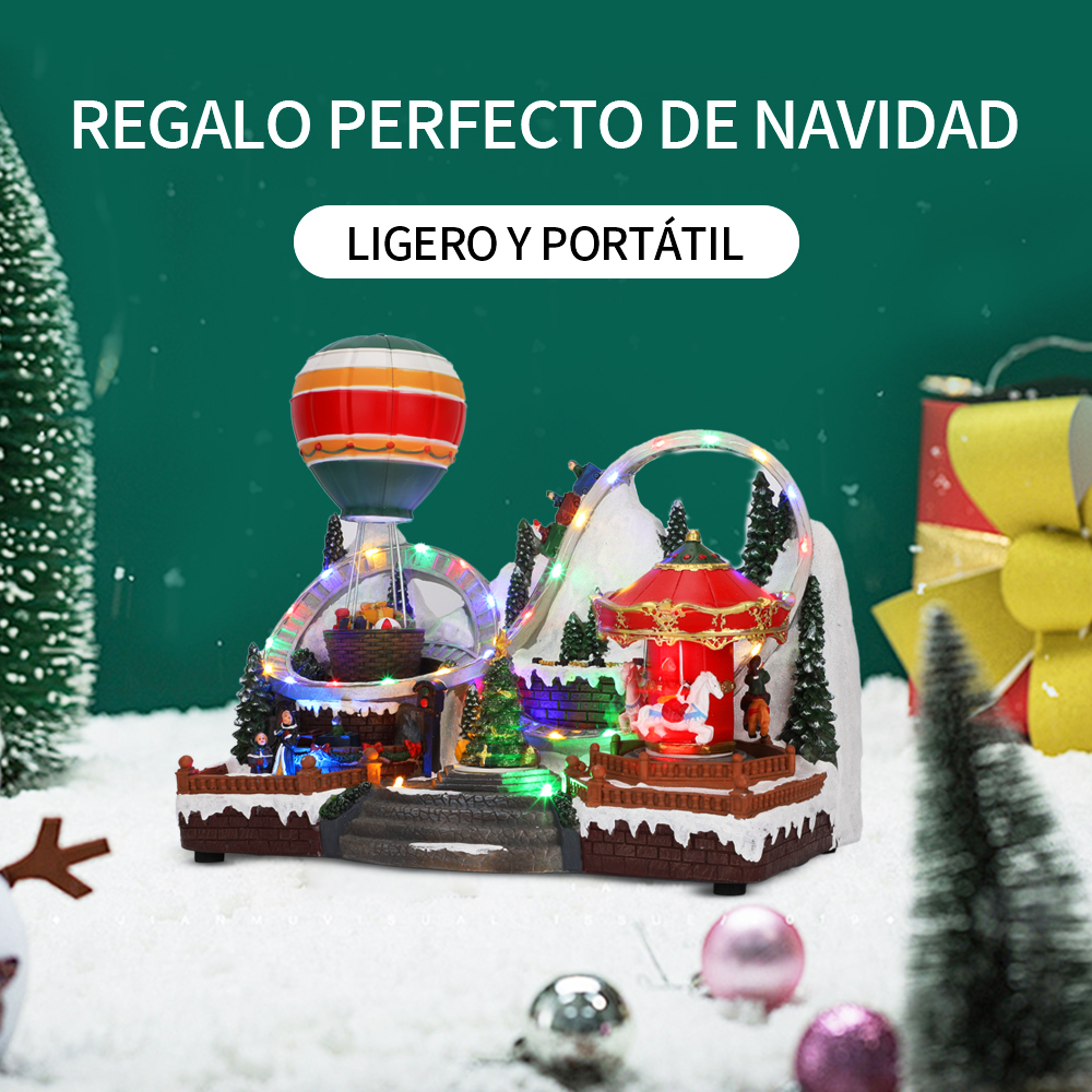 SDD1295  Villa Navideña Globo Aerostático Muñeco De Nieve Carrusel