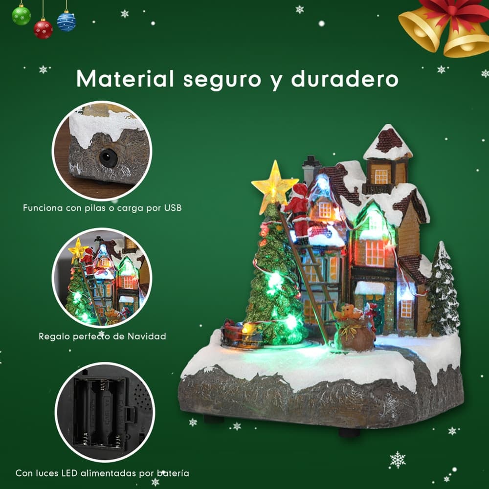 SDD1285  Casa Villa Navideña Iluminada Luz Led Y Musical 2 Funciones