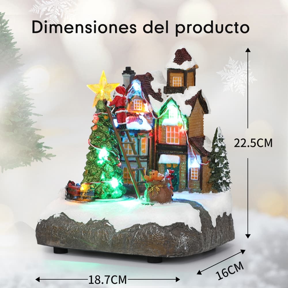 SDD1285  Casa Villa Navideña Iluminada Luz Led Y Musical 2 Funciones