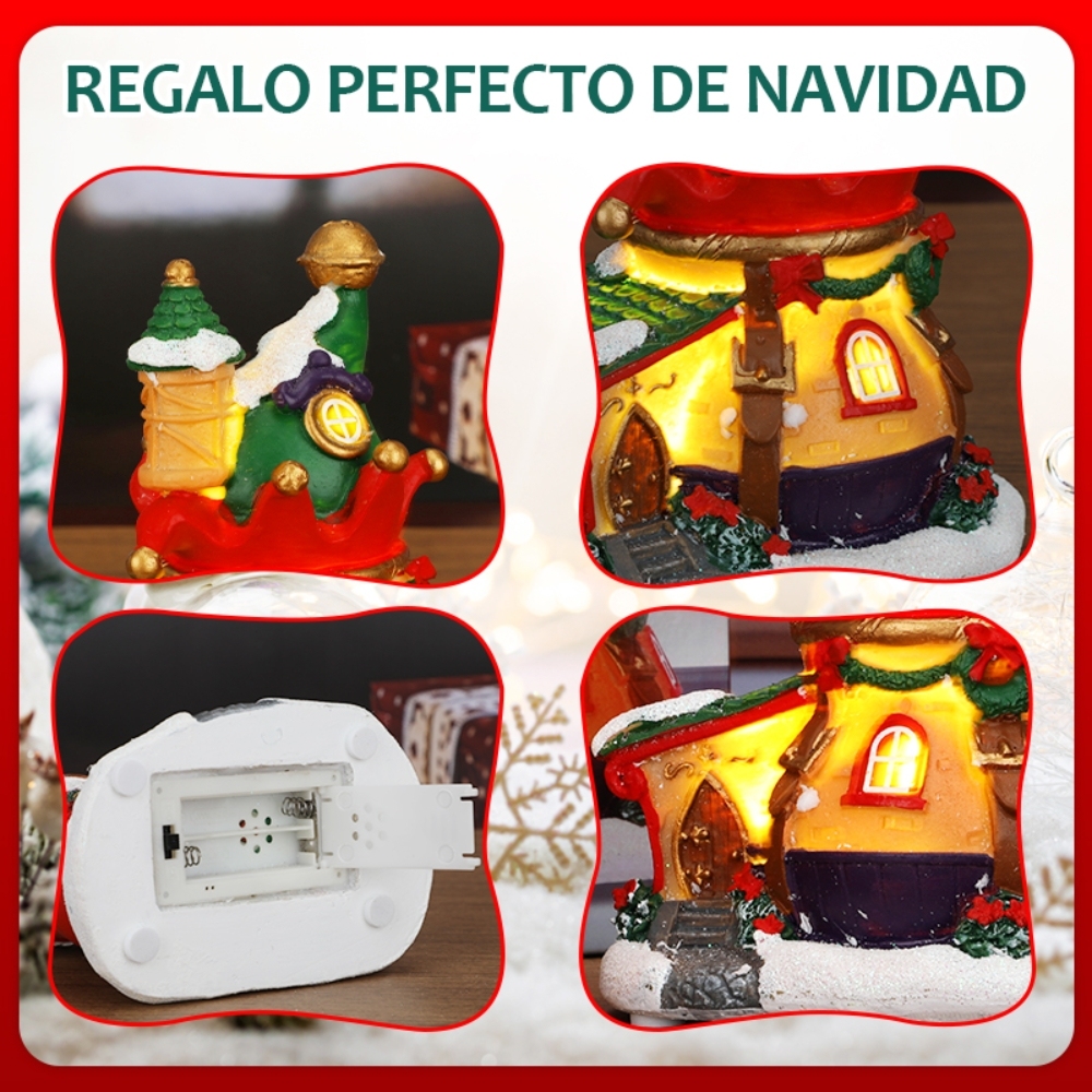SDD1177-D  Casa Pueblo Villa Navideña Iluminada Con Luz Led Y Musical