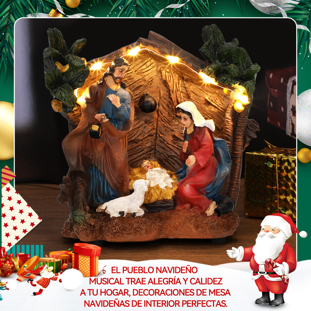SDD1279  Nacimiento Navideño Pesebre Decoracion Con Cifras Fijas Luz