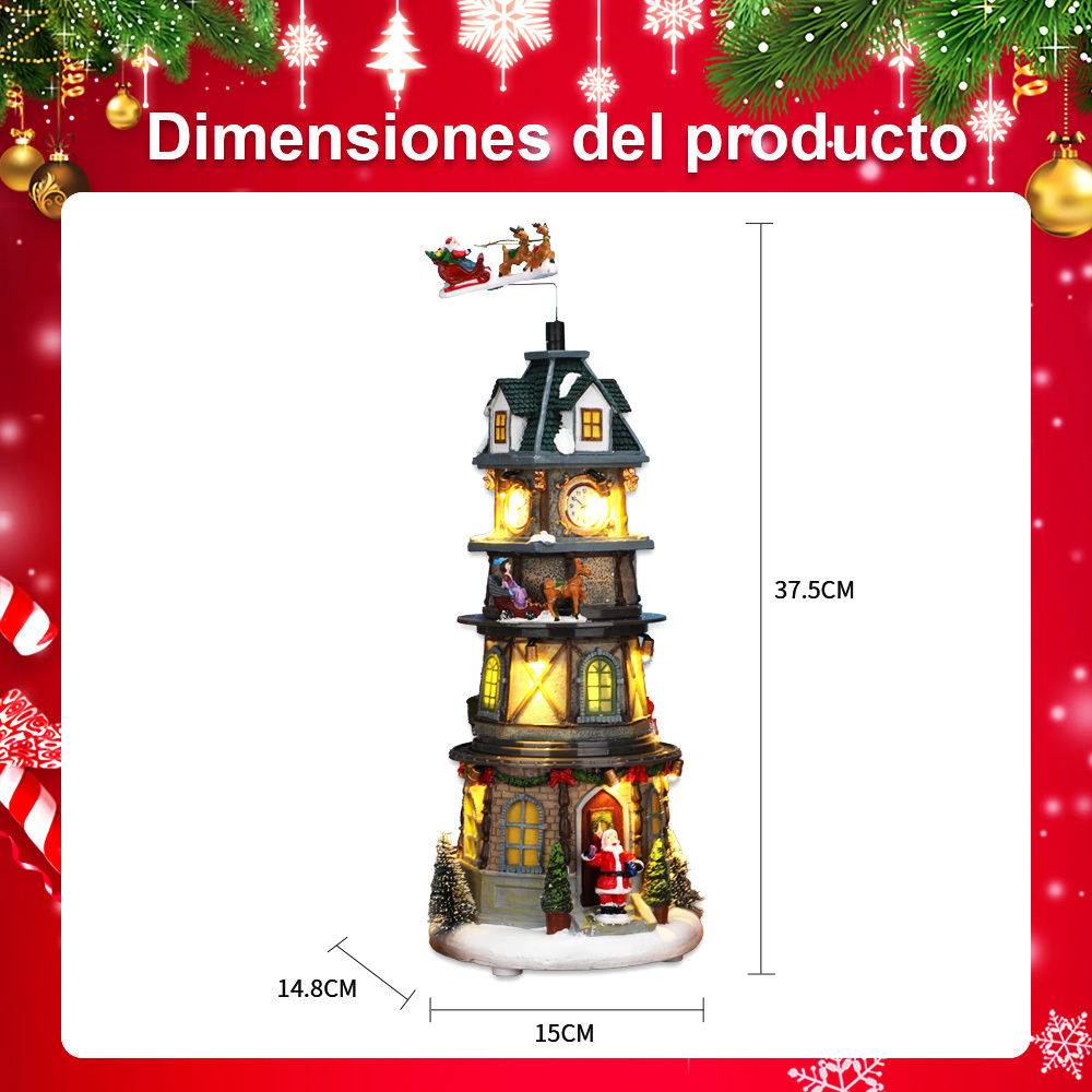 SDD1174  Casa Pueblo Villa Navideña Iluminada Con Luz Led Y Musical