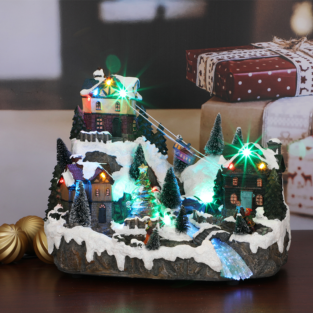 SDD1294  Villa Casa Navideña Iluminada Luz Led Y Musical Con Santa