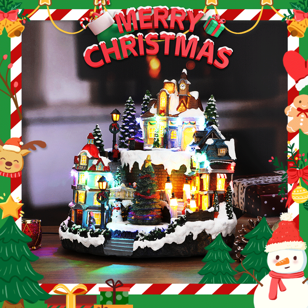 SDD1296  Villa Navidad Villa Árbol Navidad Escena Luz Led Y Musical