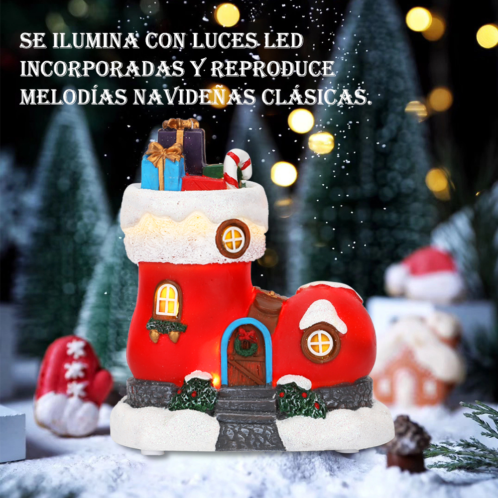 SDD1177-A  Casa Pueblo Villa Navideña Iluminada Con Luz Led Y Musical