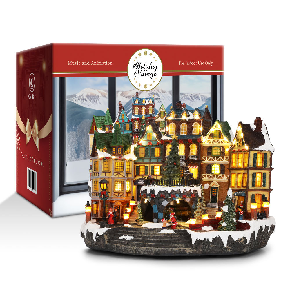 SDD1298  Casa Pueblo Navidad Villa Con Santa Luz Led Y Musical