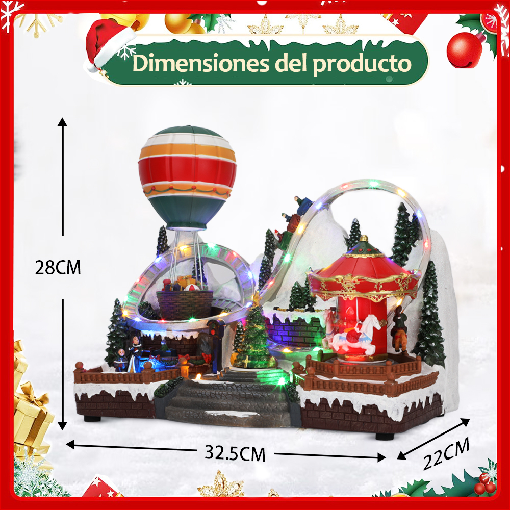 SDD1295  Villa Navideña Globo Aerostático Muñeco De Nieve Carrusel