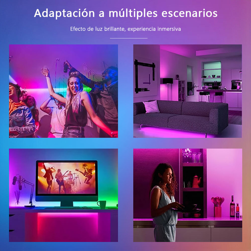 LED586  Tira Luz Atmósfera Colorida Flexible Rgb 5m Control Remoto