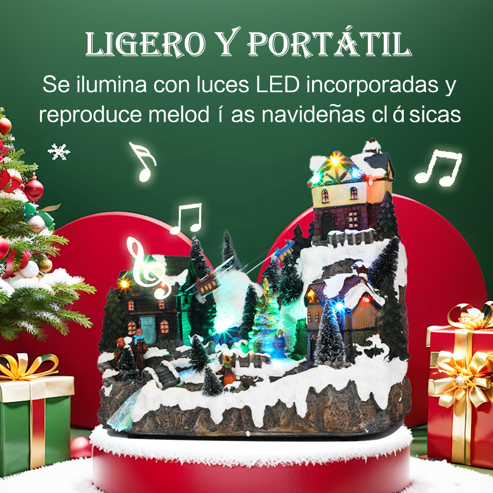 SDD1294  Villa Casa Navideña Iluminada Luz Led Y Musical Con Santa