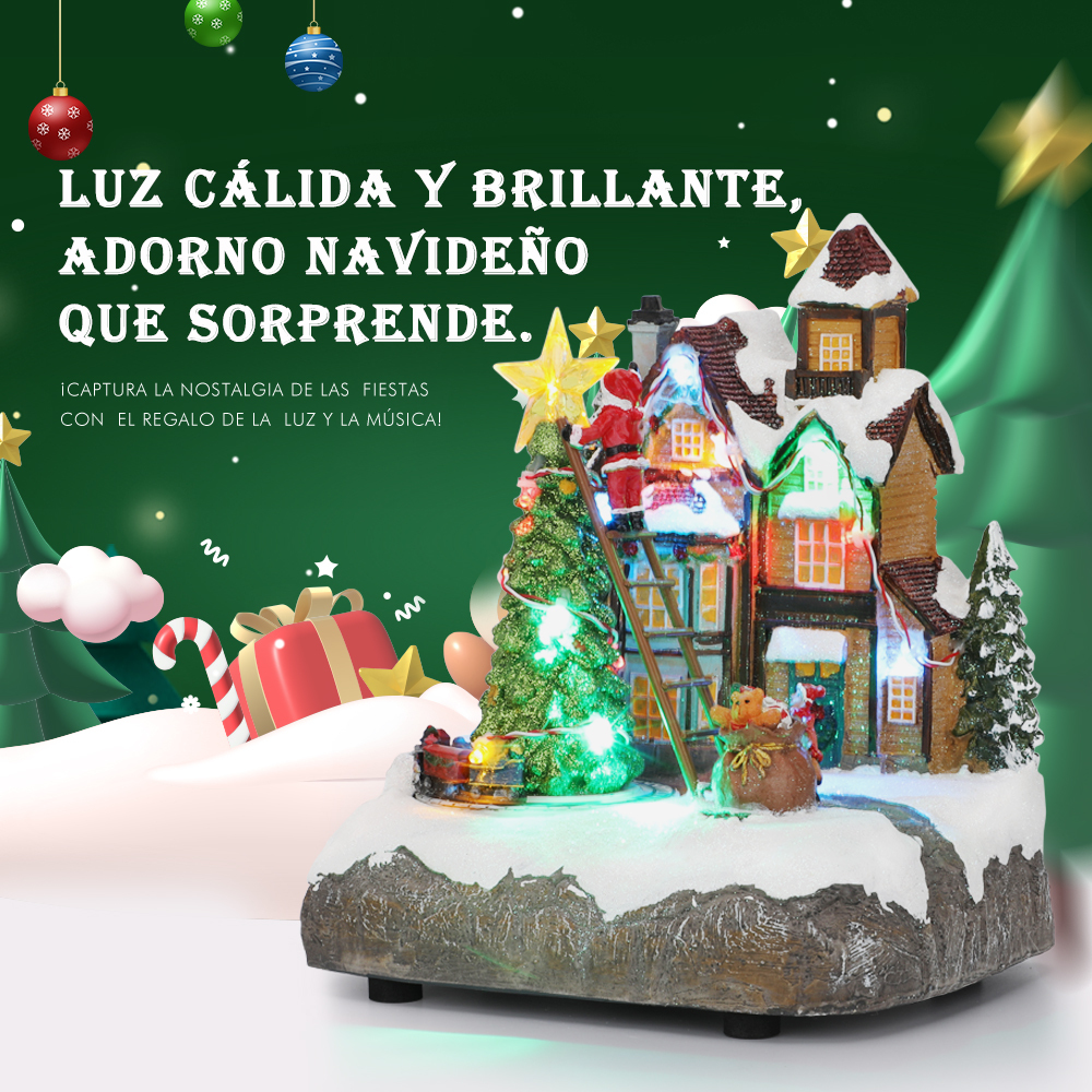 SDD1285  Casa Villa Navideña Iluminada Luz Led Y Musical 2 Funciones