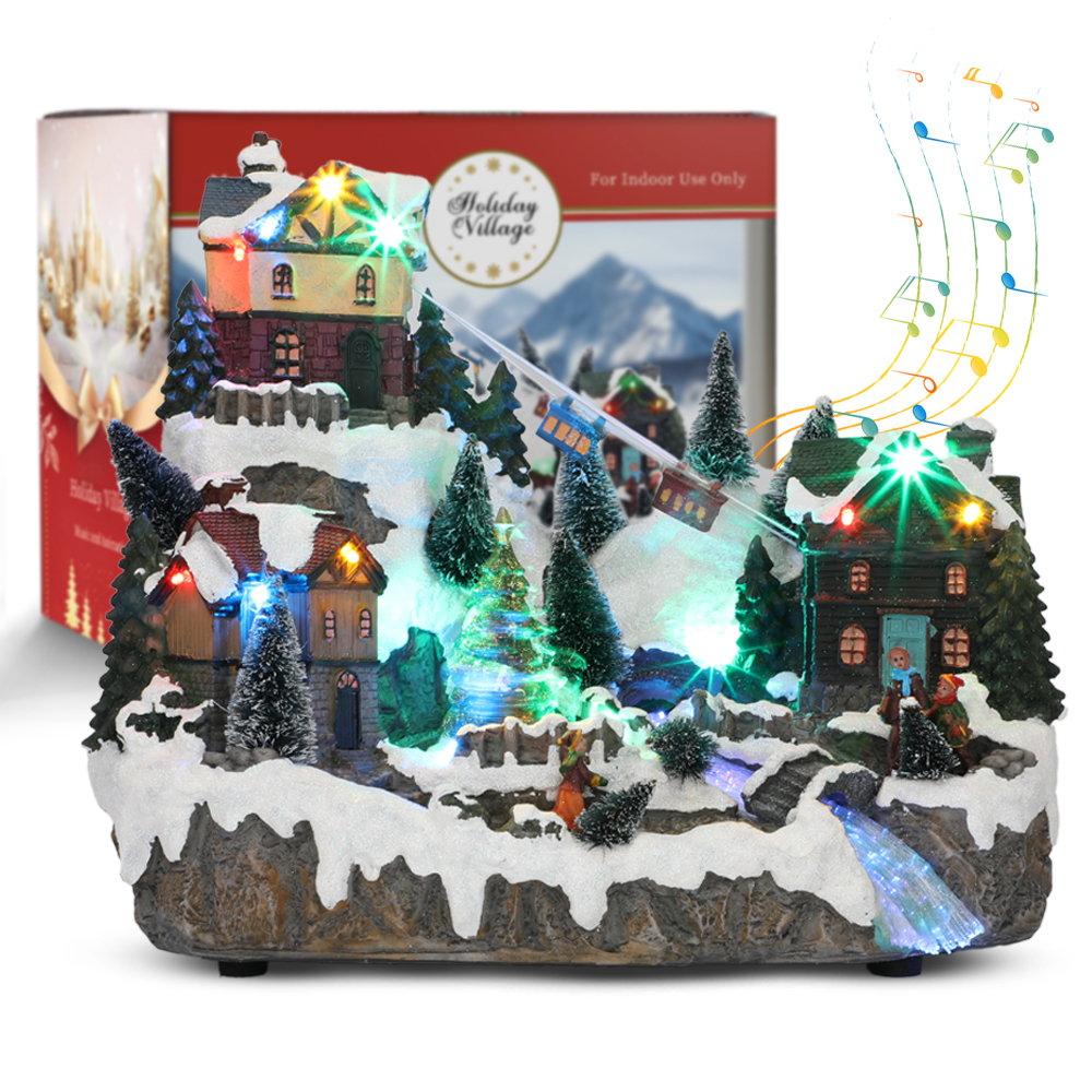 SDD1294  Villa Casa Navideña Iluminada Luz Led Y Musical Con Santa