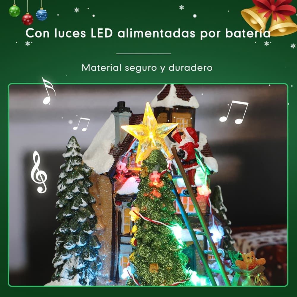 SDD1285  Casa Villa Navideña Iluminada Luz Led Y Musical 2 Funciones