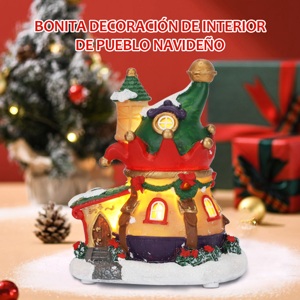 SDD1177-D  Casa Pueblo Villa Navideña Iluminada Con Luz Led Y Musical